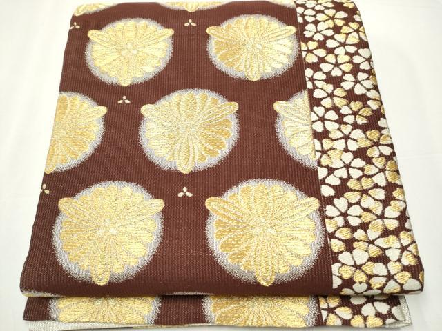 平和屋着物●両面　六通柄袋帯　yukiko渋谷　舞花文　金銀糸　正絹　逸品　CAAY2562hy