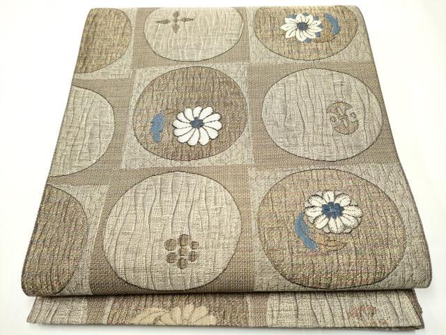 平和屋着物●六通柄袋帯　花丸文　金糸　正絹　逸品　CAAY2565hy