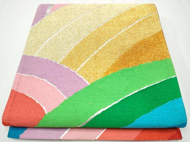 平和屋着物●西陣　白綾苑大庭 　六通柄袋帯　唐織　霞文　金糸　正絹　逸品　CAAY2576hy