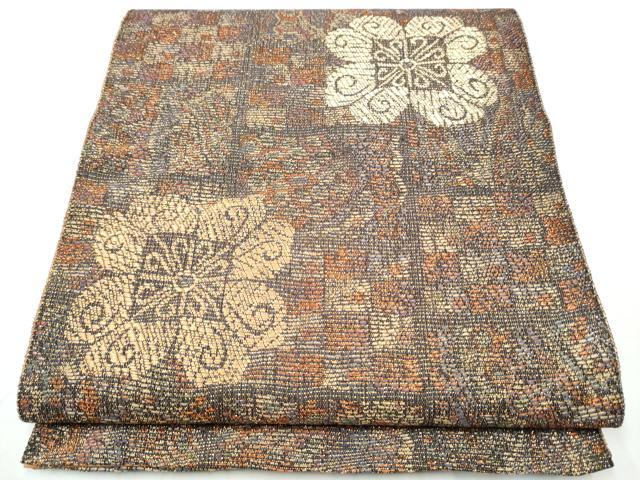 平和屋着物●六通柄袋帯　舞花文　金糸　正絹　逸品　CAAY2577hy