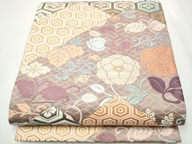 平和屋着物●六通柄袋帯　唐織　切嵌吉祥花文　金糸　正絹　逸品　CAAY2591hy