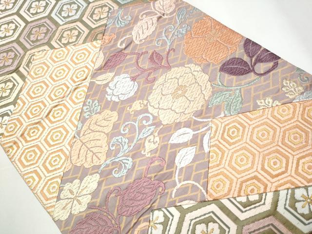 平和屋着物○六通柄袋帯 唐織 切嵌吉祥花文 金糸 正絹