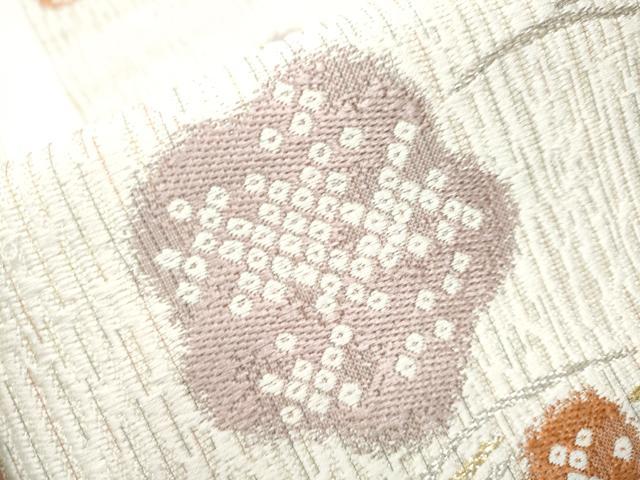 平和屋着物○六通柄袋帯 舞梅文 金銀糸 正絹 逸品 CAAY2598hy