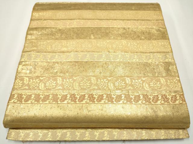平和屋着物●太鼓柄袋帯　利休裂間道　本金箔　正絹　逸品　CAAY2601hy