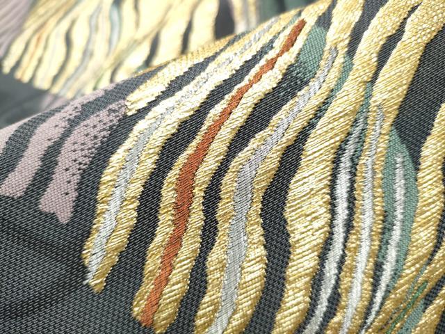 平和屋着物○六通柄袋帯 流線文 金銀糸 正絹 逸品 CAAY2607hy