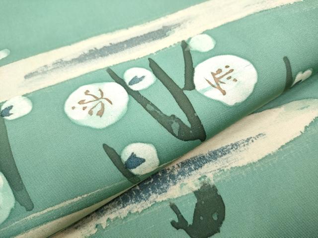 平和屋着物○塩瀬 九寸名古屋帯 手描き 枝梅文 正絹 逸品 CAAY2629hy