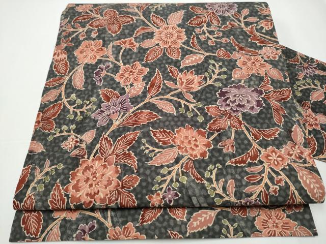 平和屋着物●全通柄　九寸名古屋帯　更紗花唐草文　正絹　逸品　CAAY2638hy