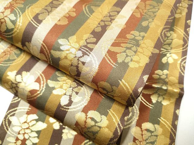 平和屋着物●半幅帯　舞花間道　金糸　正絹　逸品　CAAY2660hy