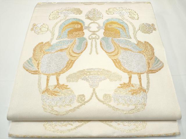 平和屋着物●六通柄　本袋帯　鴛鴦唐草文　金銀糸　正絹　逸品　CAAY2681hy