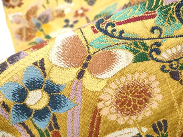 平和屋着物○西陣 白綾苑大庭 六通柄袋帯 唐織 花籠