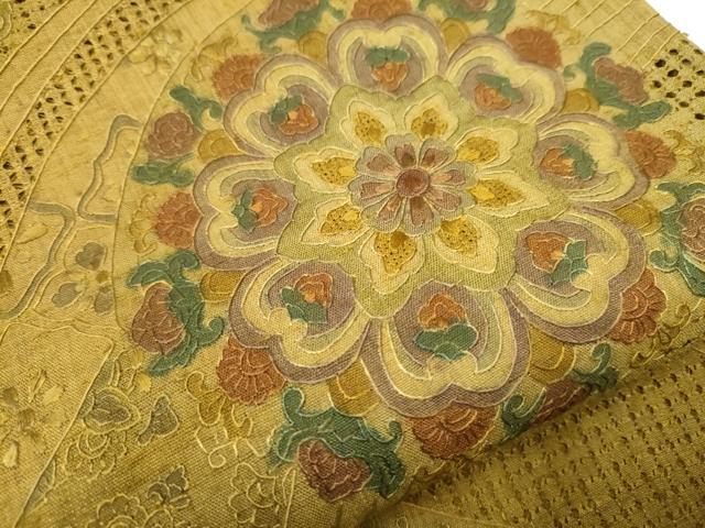 平和屋着物○中国三大刺繍 スワトウ刺繍 総刺繍 太鼓柄袋帯 紬地 正倉