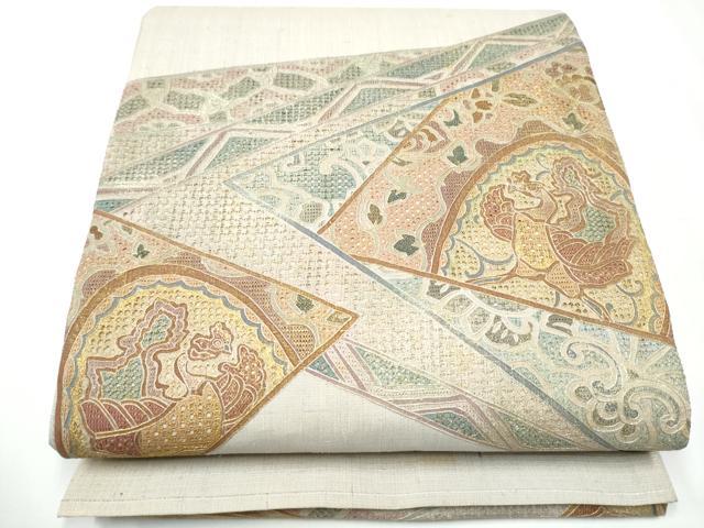 平和屋着物●中国三大刺繍　スワトウ刺繍　総刺繍　太鼓柄袋帯　切嵌鳳凰文　金彩　正絹　逸品　CAAY2708hy