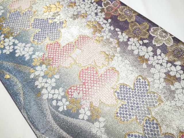 平和屋着物○六通柄袋帯 舞桜文 金銀糸 正絹 逸品 CAAY2711hy