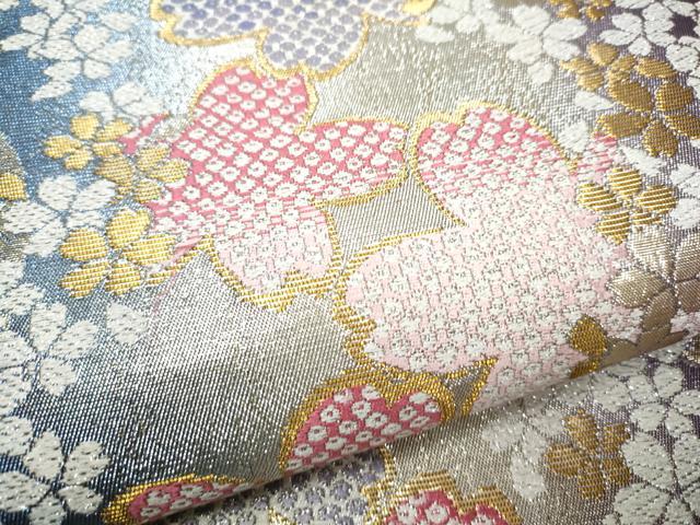 平和屋着物○六通柄袋帯 舞桜文 金銀糸 正絹 逸品 CAAY2711hy