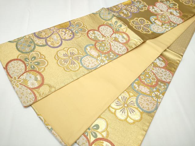 平和屋着物○六通柄袋帯 唐織 舞花吉祥文 金糸 正絹 逸品 CAAY2736hy
