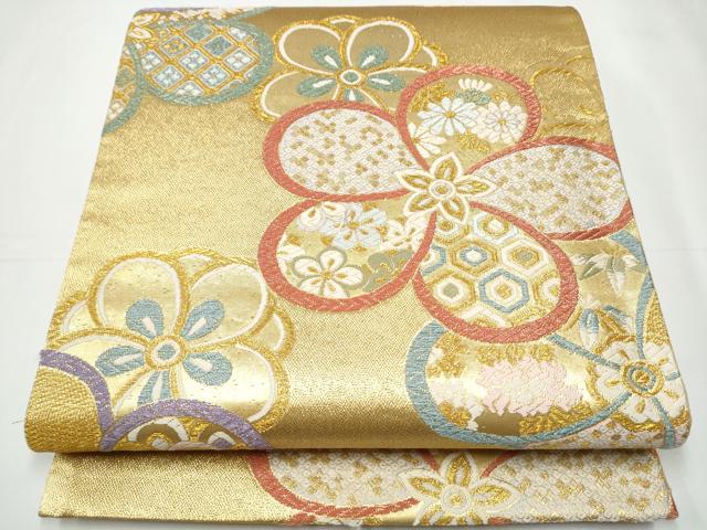 平和屋着物●六通柄袋帯　唐織　舞花吉祥文　金糸　正絹　逸品　CAAY2736hy