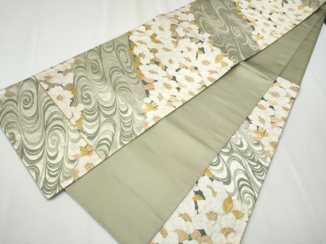 平和屋着物○つけ帯 唐織 草花文 正絹 逸品 CABA1117hy 平和屋着物○