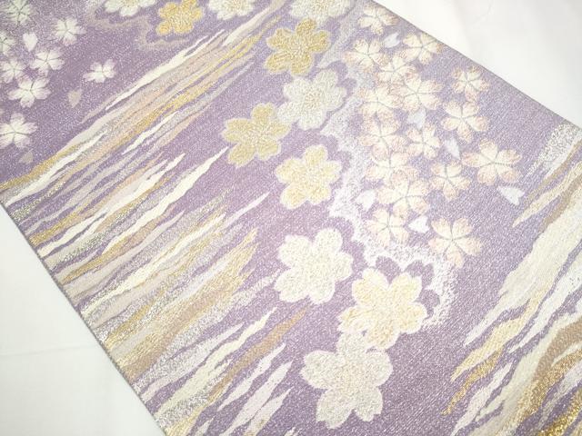 平和屋着物○六通柄袋帯 舞桜文 金銀糸 正絹 逸品 CAAY2751hy