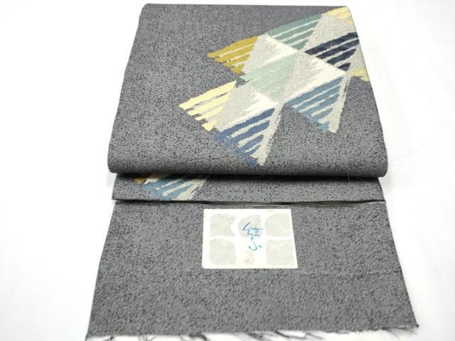 平和屋着物●西陣　織楽浅野　六通柄袋帯　幾何学文　証紙付き　正絹　逸品　CAAY2777hy