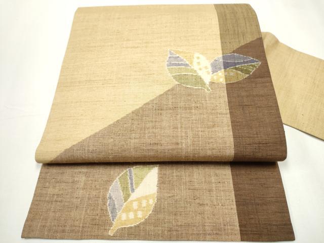 平和屋着物●小千谷紬　九寸名古屋帯　舞葉文　正絹　逸品　CAAY2800hy