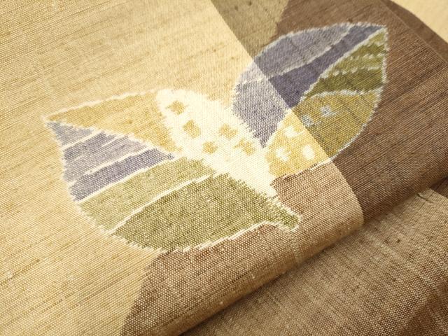 平和屋着物●小千谷紬　九寸名古屋帯　舞葉文　正絹　逸品　CAAY2800hy 平和屋着物○小千谷紬 九寸名古屋帯 舞葉文 正絹 逸品 CAAY2800hy