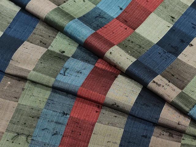 平和屋着物●上質な紬　市松文　正絹　逸品　CAAY2825vf