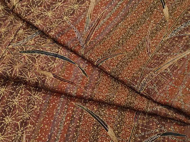 平和屋着物●上質な小紋　枝葉文　金彩　正絹　逸品　未使用　CAAY2849vf