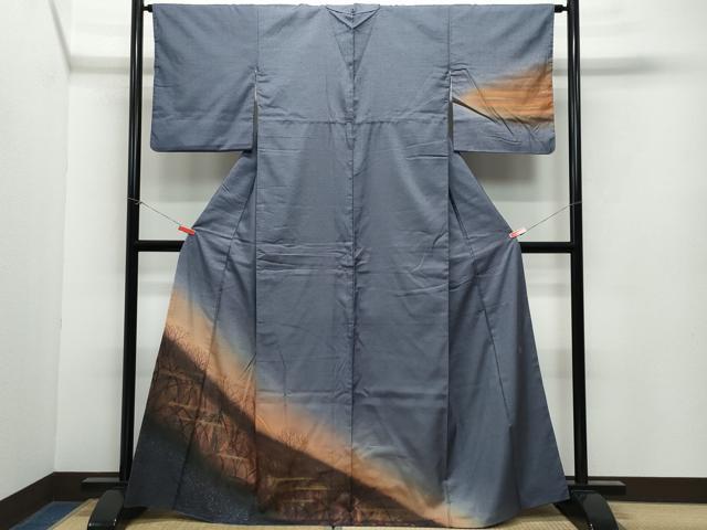 平和屋着物●五月みどりプロデュース　結城紬地　訪問着　草木文　金彩　正絹　逸品　CAAY2856vf