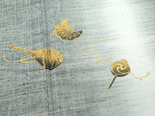 平和屋着物○訪問着 本場真綿絢結城紬 作家物 玩具文 金彩 証紙