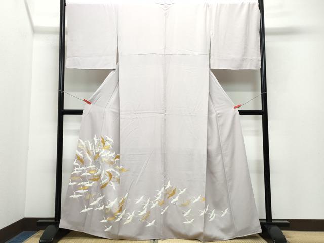 平和屋着物○訪問着 作家物 駒刺繍 桐竹鳳凰地紋 花丸文 暈し染め 金彩