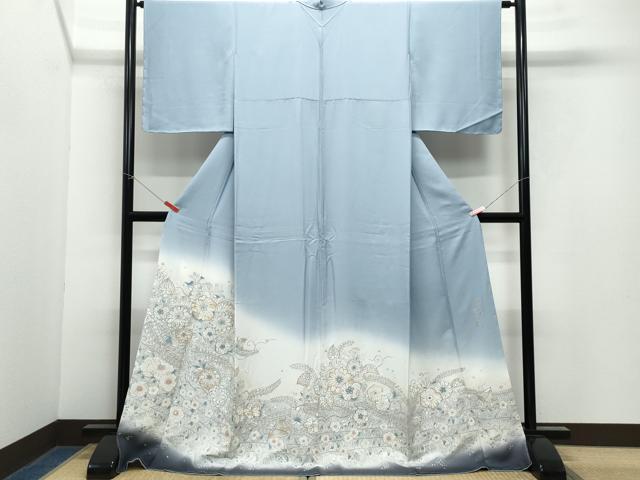 平和屋着物●色留訪問着　寿光織　桃山の美　辻が花　金銀糸　ロング丈　正絹　逸品　CAAY2879vf