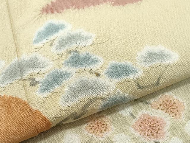 平和屋着物○十日町 名門 滝泰謹製 訪問着 絞り 枝松梅文 金彩