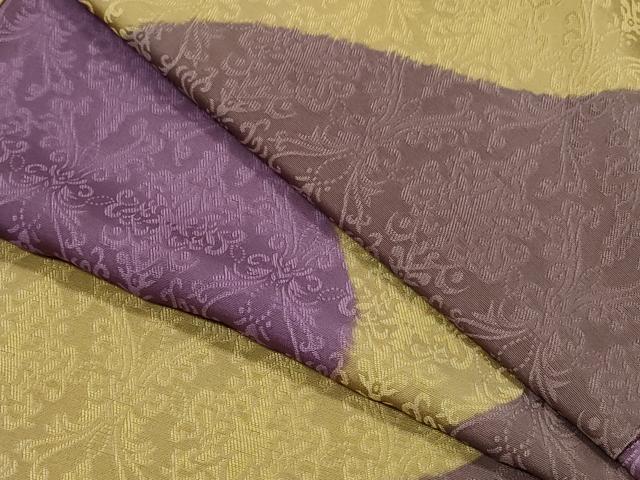 平和屋着物●上質なお召　吉祥花地紋　正絹　逸品　CAAY2912vf