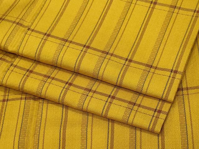 平和屋着物●本場黄八丈　まるまなこ　紬　格子柄　正絹　逸品　CAAY2917vf
