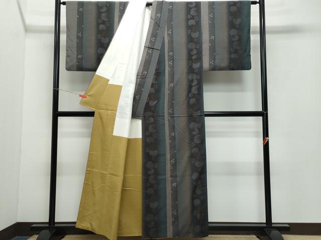 平和屋着物○結城紬 奥順 はたおり娘 100亀甲 吉祥花丸文