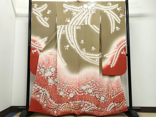 平和屋着物●越後十日町の一流染匠　桐屋・翠山工房　振袖　絞り　辻が花　暈し染め　正絹　逸品　CAAY2924vf