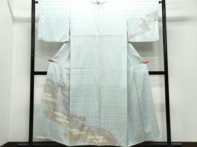 平和屋着物●訪問着　絞り　刺繍　草花文　金彩　正絹　逸品　CAAY2938vf