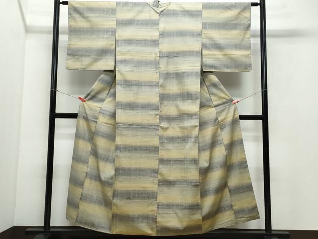 平和屋着物○郡上紬 草木染 横段文 正絹 逸品 CAAY3038vf