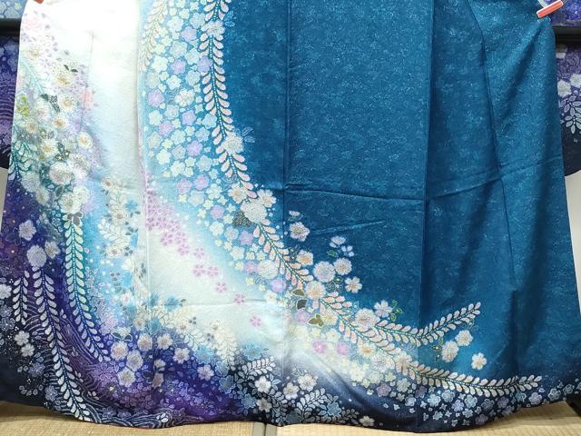 平和屋着物○豪華振袖 辻が花 暈し染め 銀通し地 正絹 逸品 CAAY3046vf