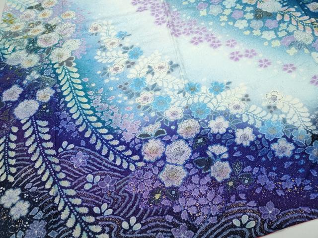 平和屋着物○豪華振袖 辻が花 暈し染め 銀通し地 正絹 逸品 CAAY3046vf