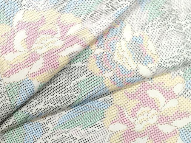 平和屋着物●本場大島紬　白大島　7マルキ　草花文　正絹　逸品　CAAY3069vf