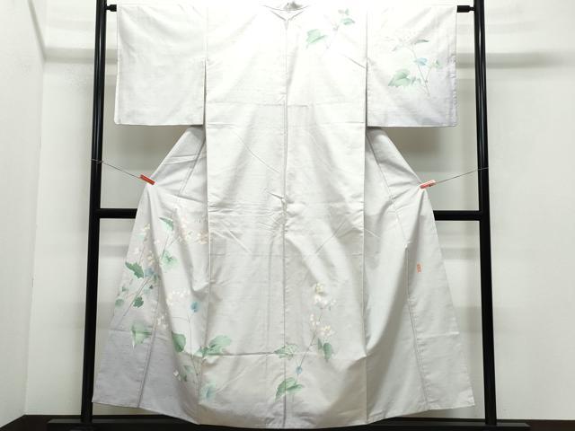 平和屋着物●石川県指定無形文化財　牛首紬　白山工房　手織り　本加賀友禅作家　藤村加泉　訪問着　枝花文　正絹　逸品　CAAY3071vf