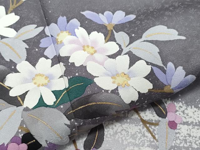 平和屋着物○京都手描友禅 中嶋剛司 蝋彩染 訪問着 草花