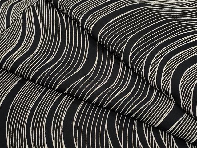 平和屋着物●上質な小紋　流線文　黒地　正絹　逸品　未使用　CAAY3108vf