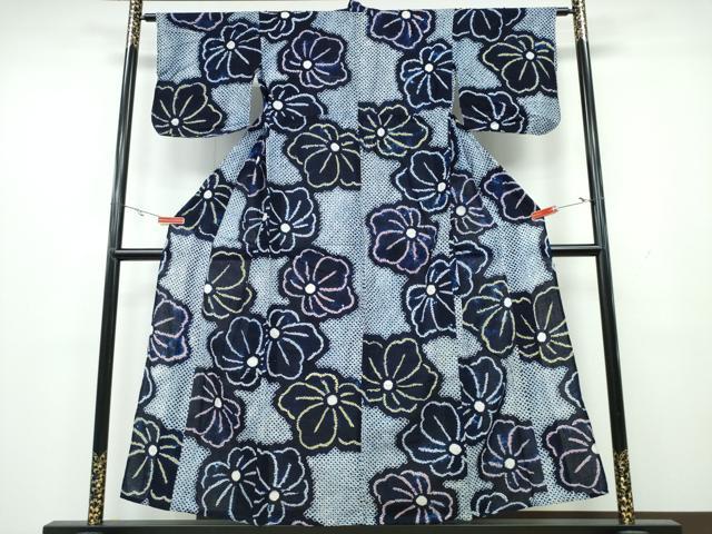 平和屋着物∴夏物　浴衣　有松鳴海絞り　舞花文　綿　逸品　CAAY4410ng