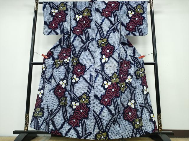 平和屋着物∴夏物　浴衣　有松鳴海絞り　草花文　綿　逸品　CAAY4412ng