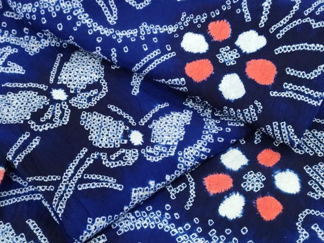 平和屋着物∴夏物　浴衣　有松鳴海絞り　亀甲舞蝶花文　綿　逸品　CAAY4416ng