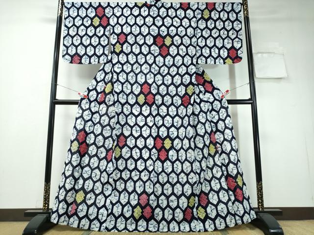 平和屋着物∴夏物　浴衣　有松鳴海絞り　亀甲吉祥文　綿　逸品　未使用　CAAY4421ng
