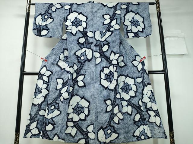 平和屋着物∴夏物　浴衣　有松鳴海絞り　枝花文　綿　逸品　CAAY4426ng