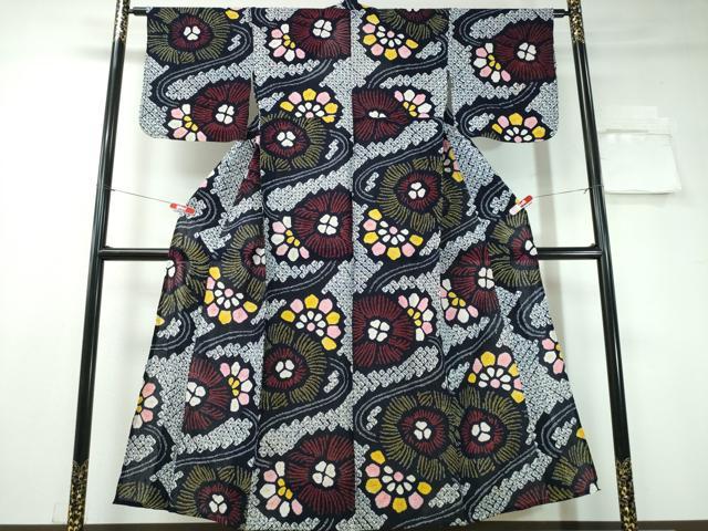 平和屋着物∴夏物　浴衣　有松鳴海絞り　流水舞花文　綿　逸品　CAAY4429ng